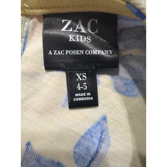 ZAC Kids Blue & Yellow Floral Dress Ruffle Flower Tiered Dress Size XS 4-5 New - Picture 3 of 5